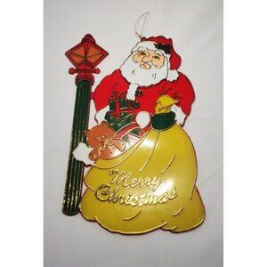 Vintage Santa Christmas Ornament Suncatcher Window Hanging Decor 8.5'' Tall